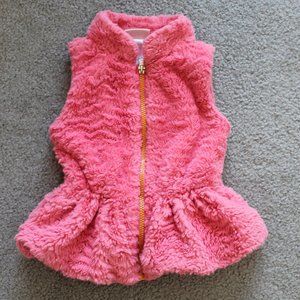 Little Lass Girls 2T Coral Pink Faux Fur Vest Zip